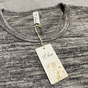 L Love Long Sleeve Grey Top 1XL NWT